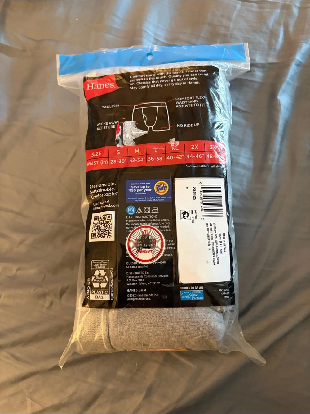 Hanes Men’s Boxer Briefs Multi-Pack in Black and Light Gray